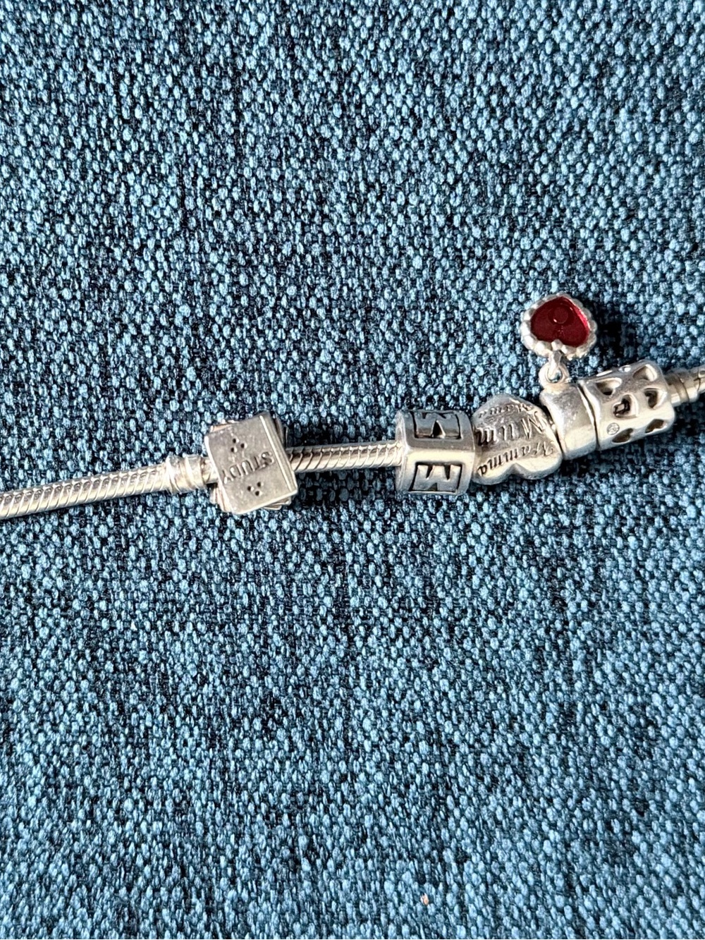 Pandora Silver Bracelet with Red Heart Charm